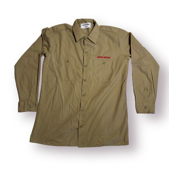 F*cking Awesome Button Up Long Sleeve Rare Y2K Beige Streetwear VTG Shirt Medium - Picture 2 of 5